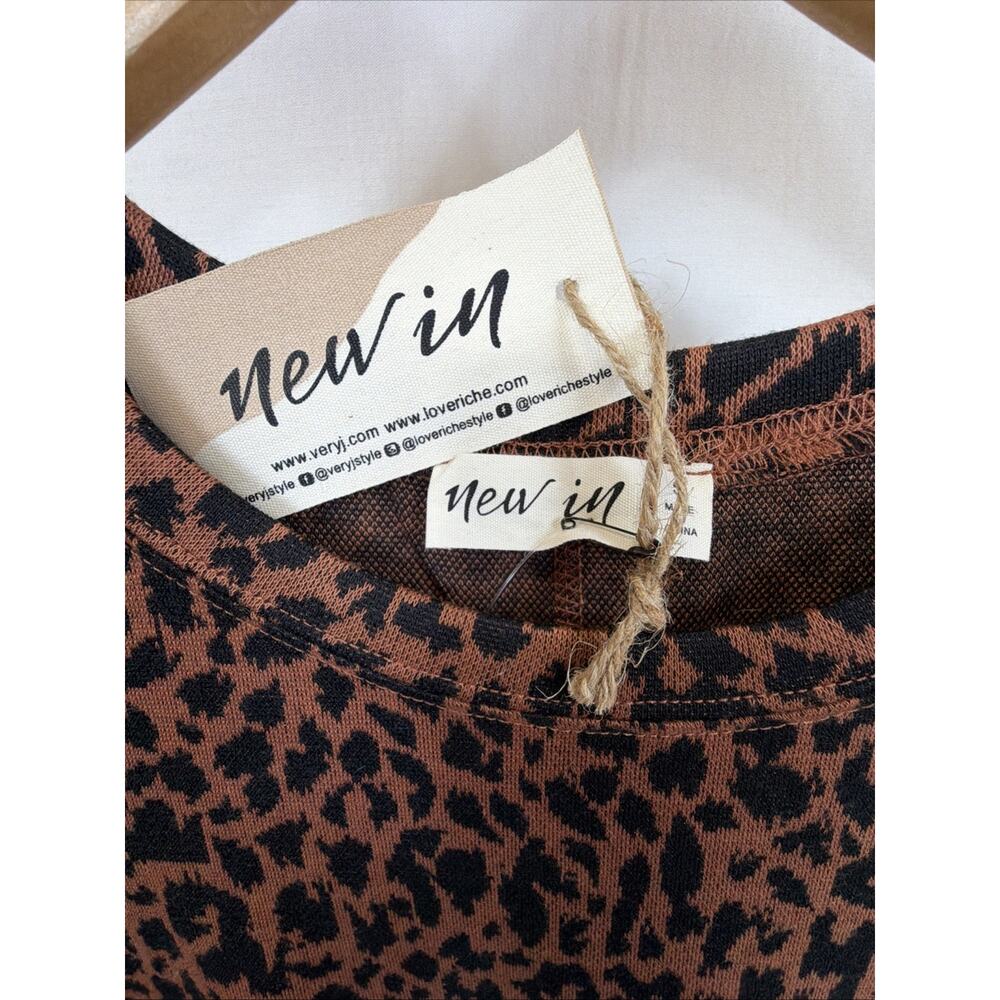 NWT New In Brown Black Cheetah Print Short Sleeve Knee Length Dress #1419 Size S - Picture 9 of 9